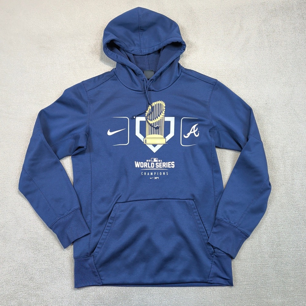 Nike Hoodie Mens Small Navy Blue 2021 World Series Champions Atlanta Braves